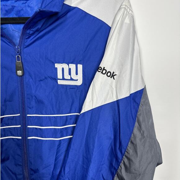 New York Giants Football Reebok SI NFL Team Apparel Windbreaker Jacket Blue Sz L - Picture 5 of 16
